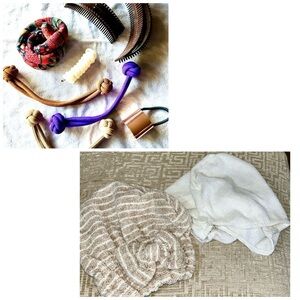 Hair Accessories 10 pc- 2 Hair Drying Towels and 8 Colorful Hair Accessories Set